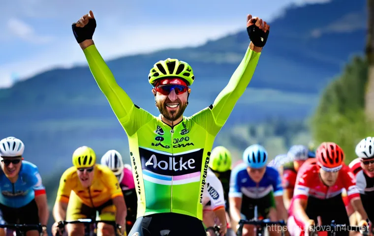 슬로바키아 유명인 - **Peter Sagan: Cycling Champion's Triumph**
    A dynamic, high-action shot of professional cyclist ...