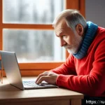 슬로바키아 주요 사기 수법 - A detailed digital illustration of a middle-aged Russian man receiving a suspicious phishing email o...